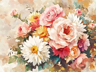 缤纷花卉水彩画艺术之美