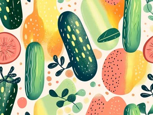 清新蔬果图案背景插画