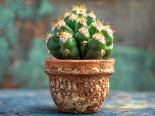 陶盆中的可爱仙人掌