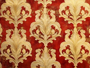 复古红金奢华花纹墙纸