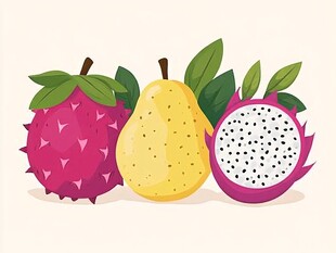 三种美味水果插画图