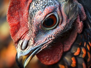 公鸡头部特写精致细节