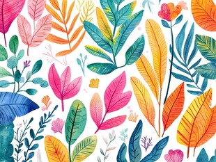 缤纷多彩植物图案背景图