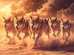 狼群奔腾 尽显野性力量