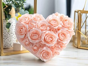 心形粉玫瑰摆件优雅浪漫