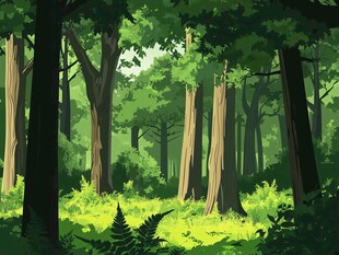 夏日茂密森林的清新景象