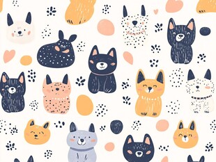 可爱猫咪图案无缝背景图