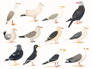 多样海鸥插画集合