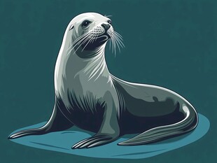 可爱海豹插画
