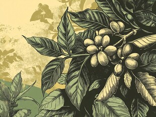 咖啡树的繁茂果实与枝叶