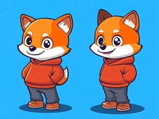 可爱双生小狐狸卡通形象