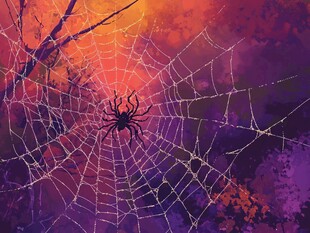 夜幕下的蜘蛛与蛛网