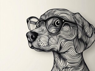 戴眼镜的线条风狗狗头像