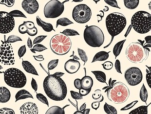 黑白水果图案装饰素材