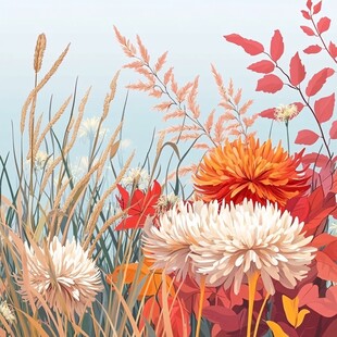 秋日花卉烂漫景致