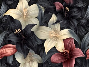 多彩百合花图案背景