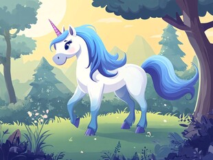 森林中的梦幻独角兽