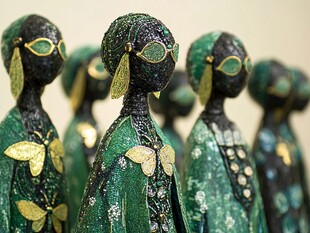 绿色人偶装饰艺术品展示