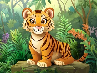 森林中的可爱小老虎