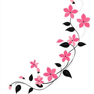 粉色花朵藤蔓装饰图案
