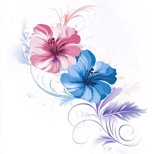 梦幻双色花卉装饰图案