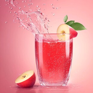 苹果汁飞溅的清新瞬间