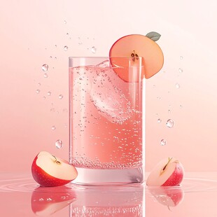 粉红苹果气泡饮 清新诱人