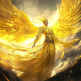 金色神羽天使振翅于天际