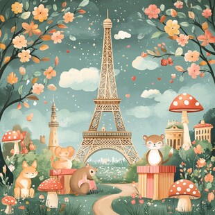 埃菲尔铁塔下的童话动物世界
