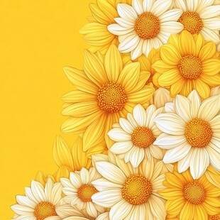 黄色雏菊花卉装饰背景图