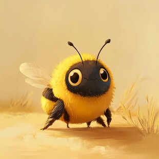 可爱萌趣小蜜蜂插画