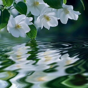 白花映水 清新自然之景