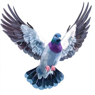 展翅飞翔的鸽子