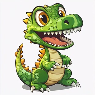 可爱卡通小鳄鱼咧嘴笑