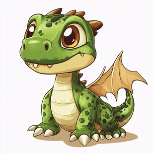 可爱绿龙宝宝插画形象