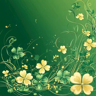 绿色背景上的三叶草花卉图案