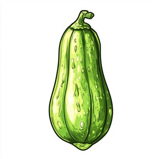 手绘鲜绿西葫芦插画