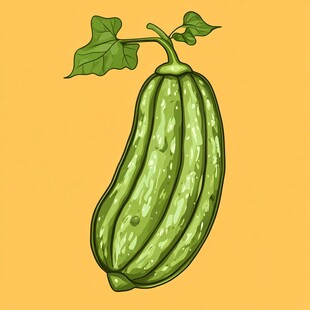 手绘鲜嫩丝瓜插画图