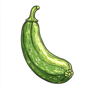 手绘鲜绿西葫芦插画