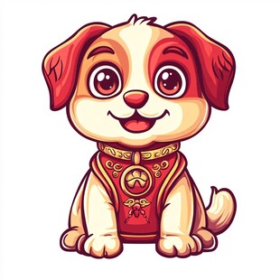 可爱萌趣小狗中式装扮形象