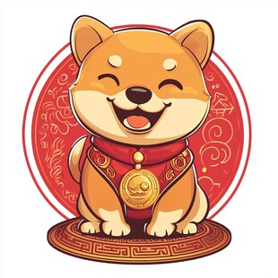 喜庆柴犬贺岁图