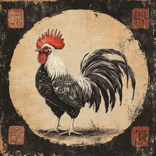 中式雄鸡图