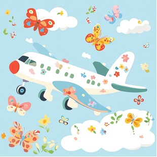 飞机与蝴蝶的梦幻天空之旅