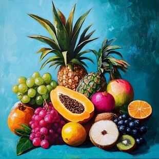 多彩水果静物油画展示
