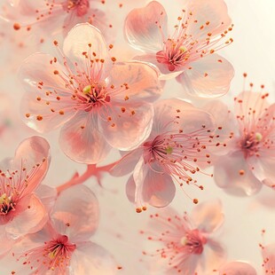 梦幻粉色透明质感花朵特写