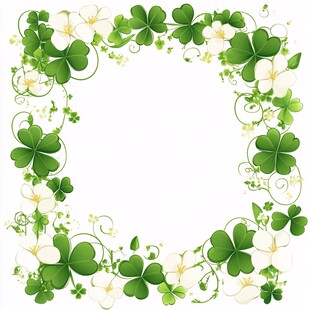 四叶草花朵边框装饰图案