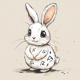 可爱白兔身上有神秘字符