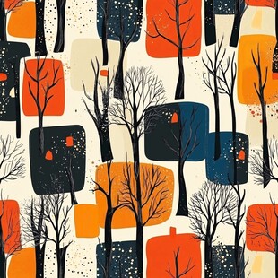 秋日几何树木图案纹理