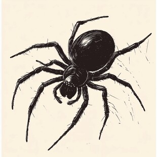 黑蜘蛛手绘插画图