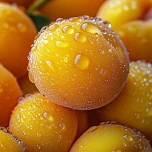 金黄带露鲜杏 水润诱人